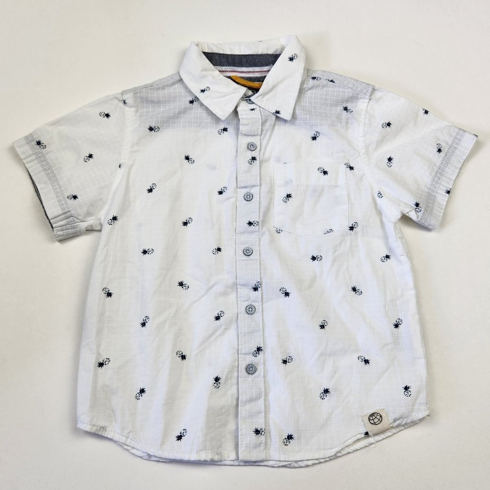 Free Planet Pineapple Lightweight Short Sleeve Button Up Shirt 4T